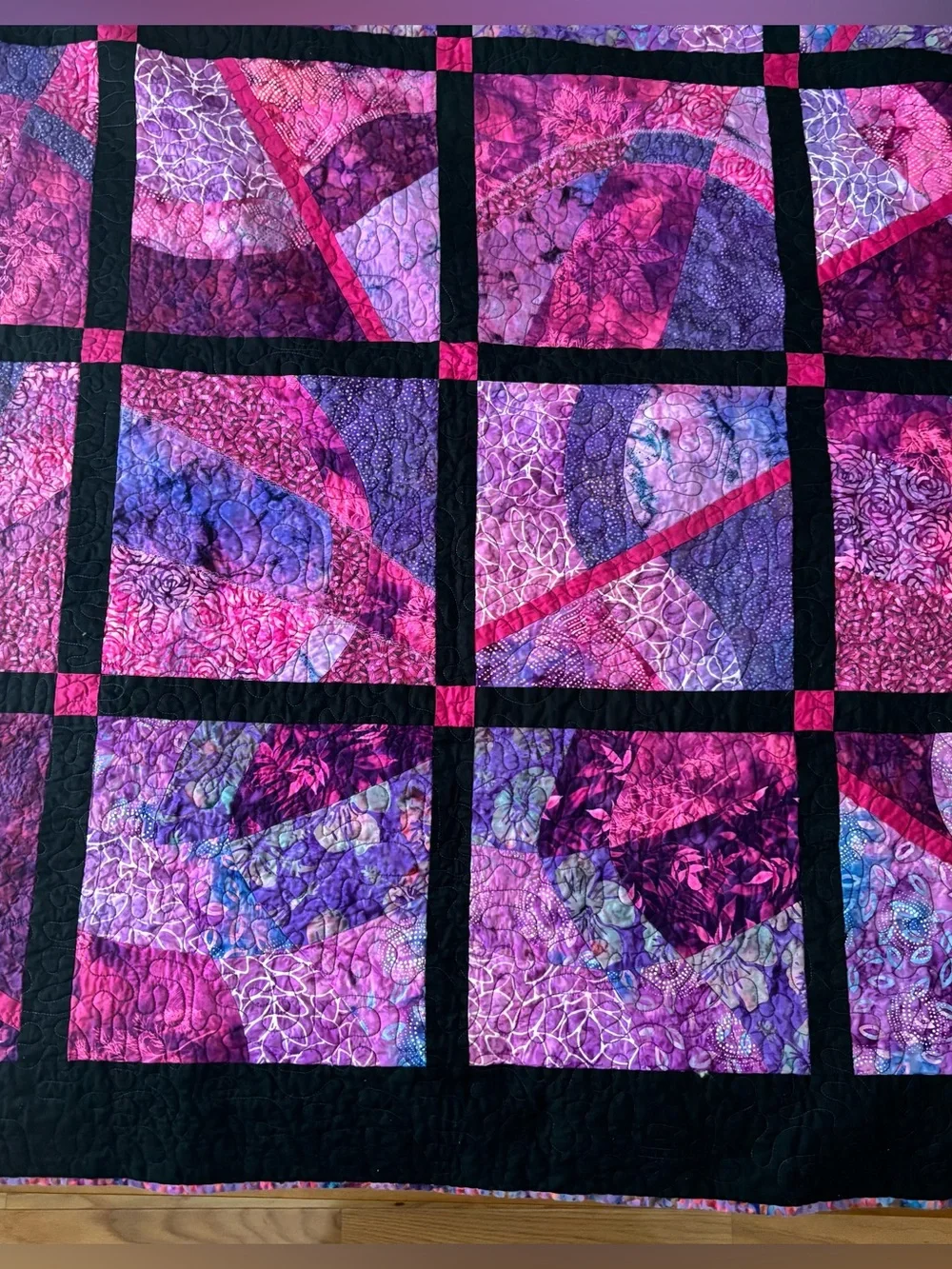 Handmade Batik Patchwork Throw Quilt Purples Size 55